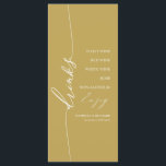 Cartão de Menu de Bebidas de Casamento Fancy Gold<br><div class="desc">Um simples cartão de menu de casamento com caligrafia chique. Eu ofereço um serviço de personalização gratuito,  se você tiver alguma dúvida ou solicitação especial,  por favor,  sinta-se à vontade para entrar em contato.</div>