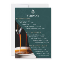 Cartão de Menu de Cafeteria Especializada Verde Es