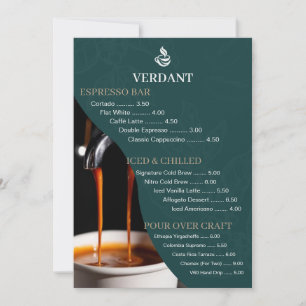 Cartão de Menu de Cafeteria Especializada Verde Es
