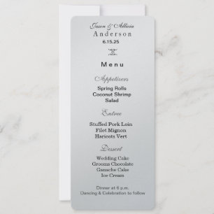 Cartão de Menu de Casamento