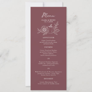 Cartão de Menu de Casamento Abóbora Comprido em Bo
