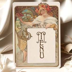 Cartão de Menu de Casamento Art Nouveau