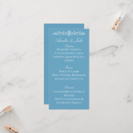 Cartão de Menu de Casamento Azul Regência