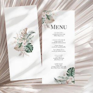 Cartão de Menu de Casamento Boho Orquídea Tropical