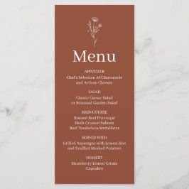 Cartão de Menu de Casamento Boho Terracota
