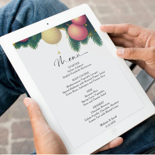 Cartão de Menu de Casamento Bolas de Natal