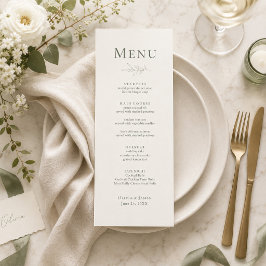 Cartão de Menu de Casamento Botânico com Sage Mode