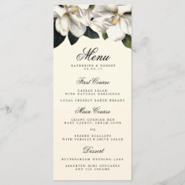 Cartão de Menu de Casamento Botânico da Magnolia M