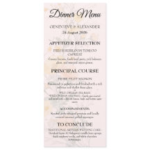 Cartão de Menu de Casamento Botânico de Flor Silve
