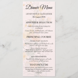 Cartão de Menu de Casamento Botânico de Flor Silve