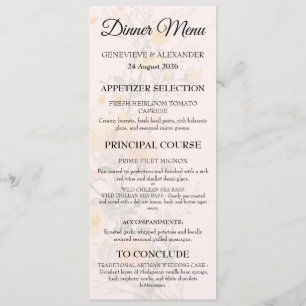 Cartão de Menu de Casamento Botânico de Flor Silve