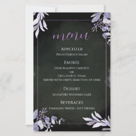 Cartão de Menu de Casamento Botânico de Lavanda