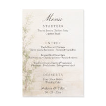 Cartão de Menu de Casamento Botânico Elegante