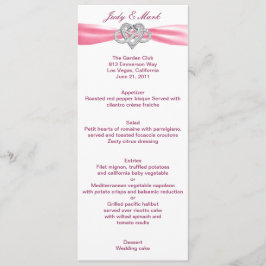 Cartão de Menu de Casamento Cardíaco Infinito Rosa