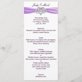 Cartão de Menu de Casamento Cardíaco Infinito Roxo