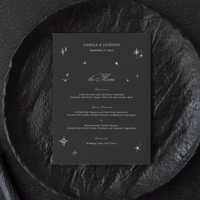 Cartão de Menu de Casamento Celestial de Halloween (Criador carregado)
