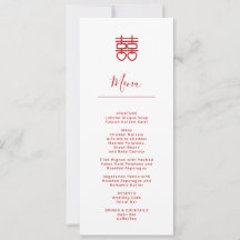 Cartão de Menu de Casamento Chinês Moderno