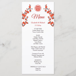Cartão de Menu de Casamento Chinês Red Cherry Blos