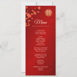 Cartão de Menu de Casamento Chinês Red Cherry Blos