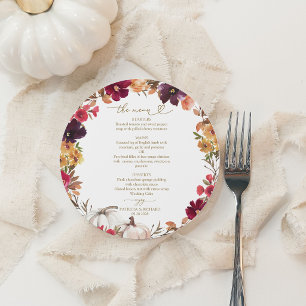 Cartão de Menu de Casamento Círculo da Abóbora do
