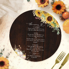 Cartão de Menu de Casamento Círculo de Abóbora com