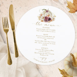Cartão de Menu de Casamento Círculo de Abóbora Ena