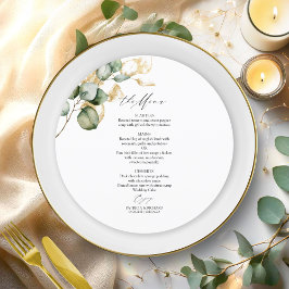 Cartão de Menu de Casamento Círculo de Verde Doura