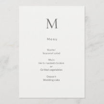 Cartão de Menu de Casamento Civil Inicial Único