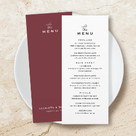 Cartão de Menu de Casamento Clássico Chic Minimali
