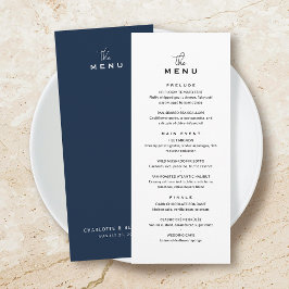 Cartão de Menu de Casamento Clássico Chic Minimali
