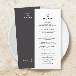 Cartão de Menu de Casamento Clássico Chic Minimali