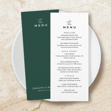 Cartão de Menu de Casamento Clássico Chic Minimali