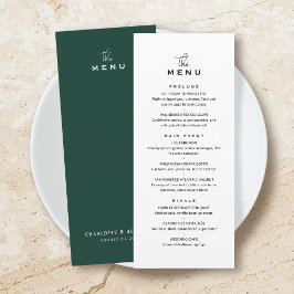 Cartão de Menu de Casamento Clássico Chic Minimali
