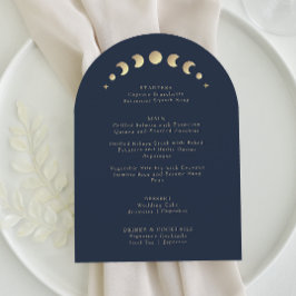 Cartão de Menu de Casamento com Arco Azul Crescent