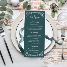 Cartão de Menu de Casamento com Borda Vintage Româ