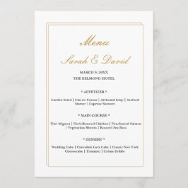 Cartão de Menu de Casamento com Bordas de Ouro Min