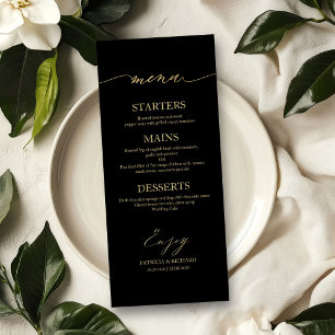 Cartão de Menu de Casamento com Caligrafia Chic 4x