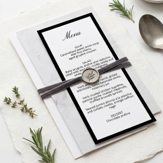Cartão de Menu de Casamento com Caligrafia Chic Mi (Criador carregado)