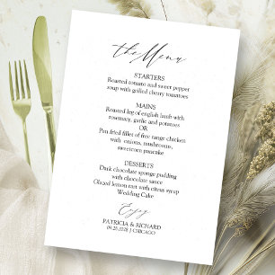 Cartão de Menu de Casamento com Caligrafia Elegant