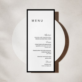 Cartão de Menu de Casamento com Caligrafia Minimal