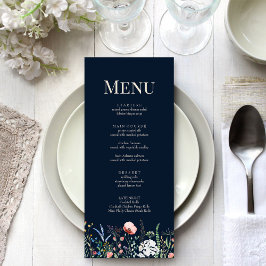 Cartão de Menu de Casamento com Campo de Flores Si