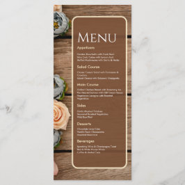 Cartão de Menu de Casamento com Charme Rústico