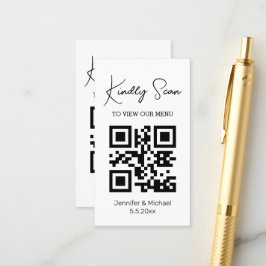 cartão de menu de casamento com código qr simples