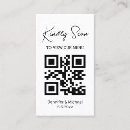 cartão de menu de casamento com código qr simples