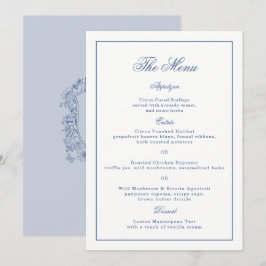 Cartão de Menu de Casamento com Crista Floral Vint