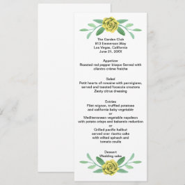 Cartão de Menu de Casamento com Folhagem Floral Am