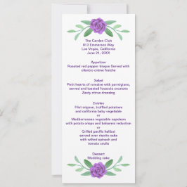 Cartão de Menu de Casamento com Folhagem Floral Ro