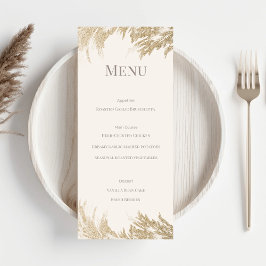 Cartão de Menu de Casamento com Grama das Pampas