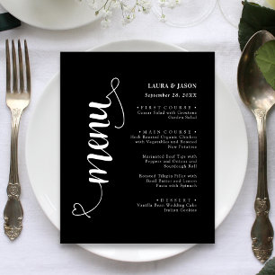 Cartão de Menu de Casamento com Letra Elegante e C