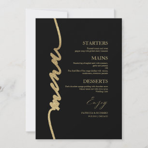 Cartão de Menu de Casamento com Letra Elegante par